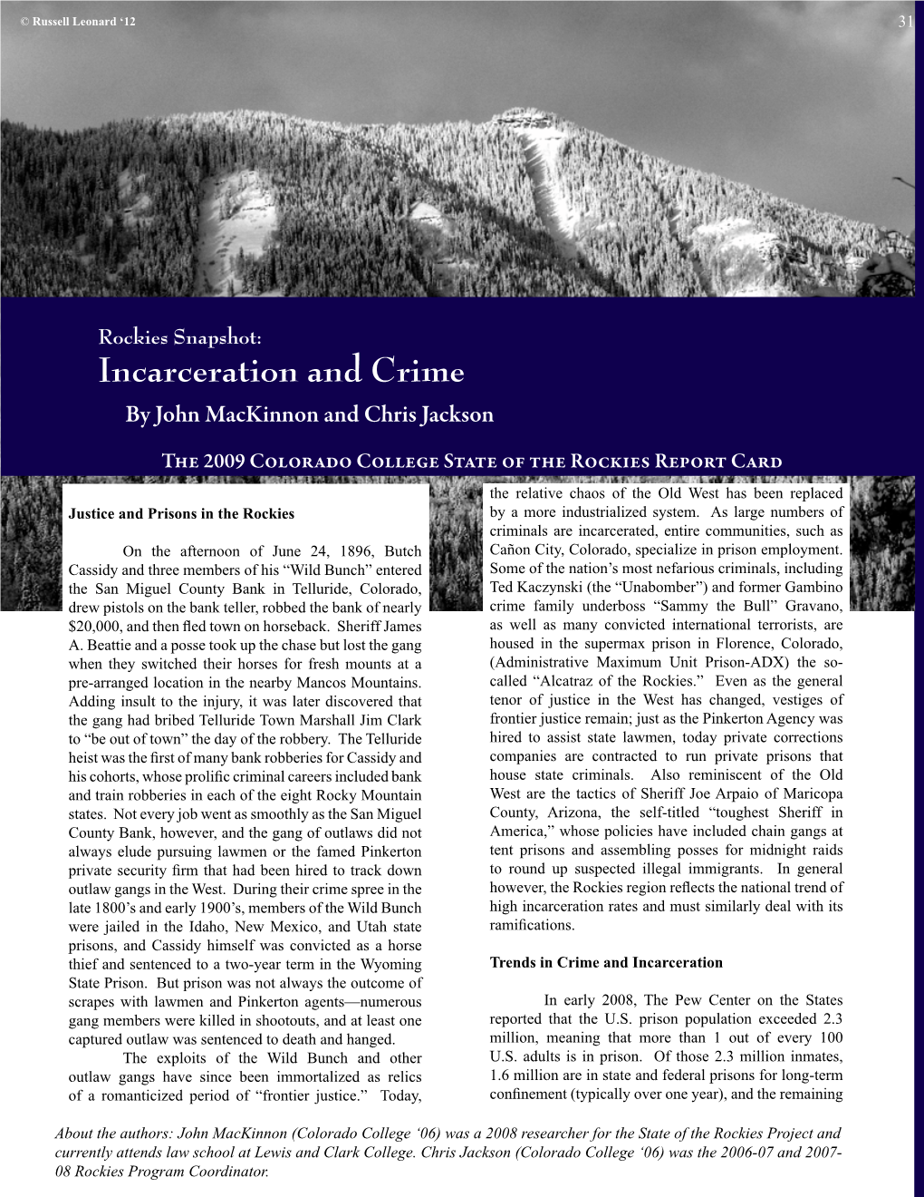 Incarceration and Crime by John Mackinnon and Chris Jackson