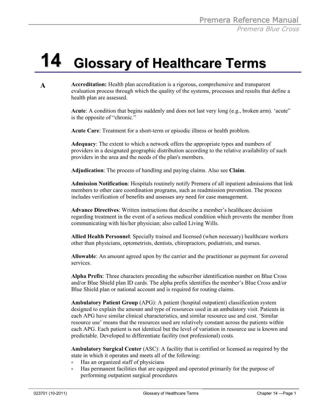 14 Glossary of Healthcare Terms