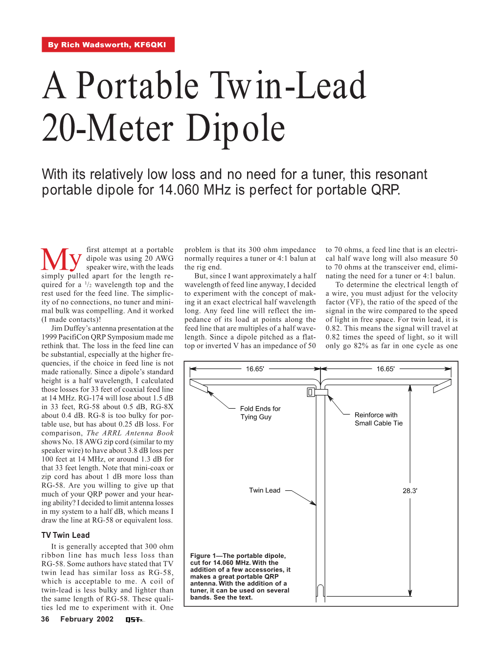 A Portable Twin-Lead 20-Meter Dipole