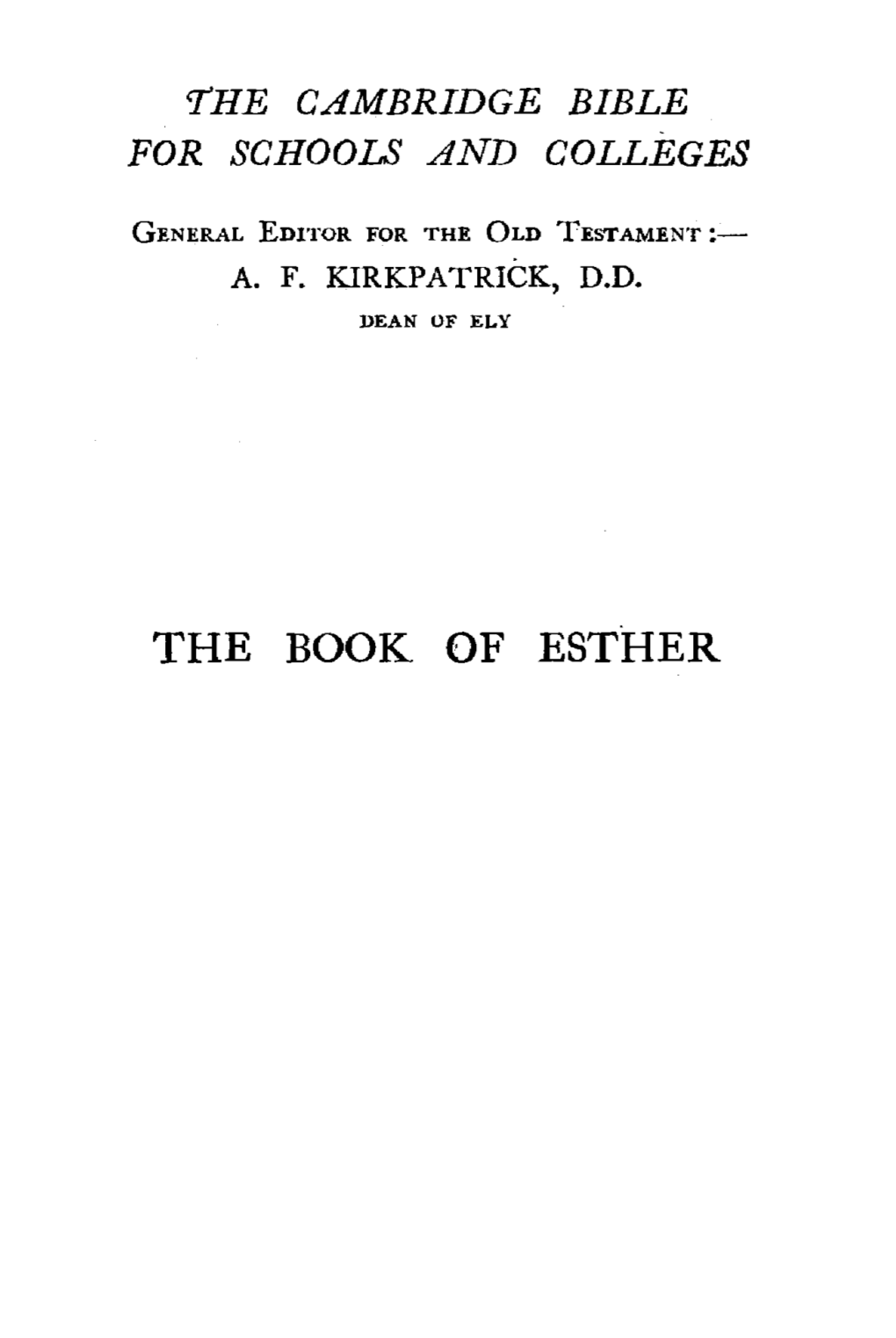 The Book of Esther Cambridge University Press Ware House