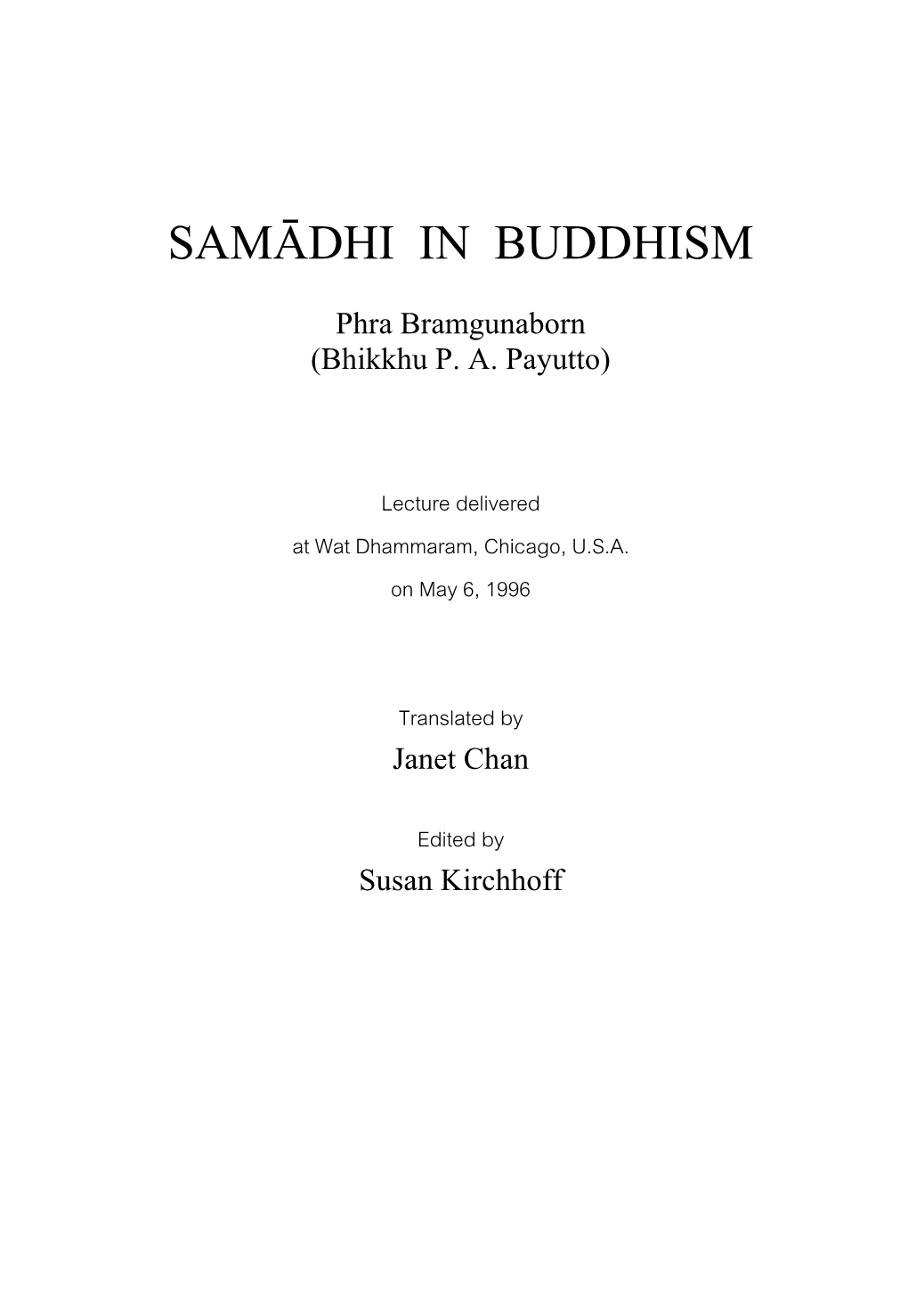 Samādhi in Buddhism