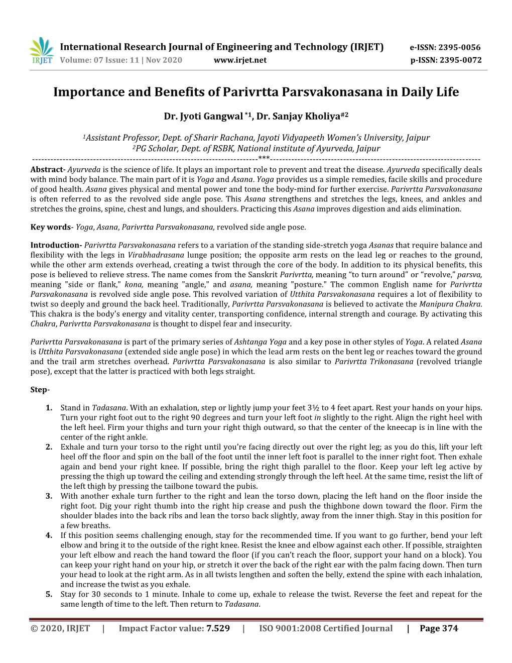 Importance and Benefits of Parivrtta Parsvakonasana in Daily Life