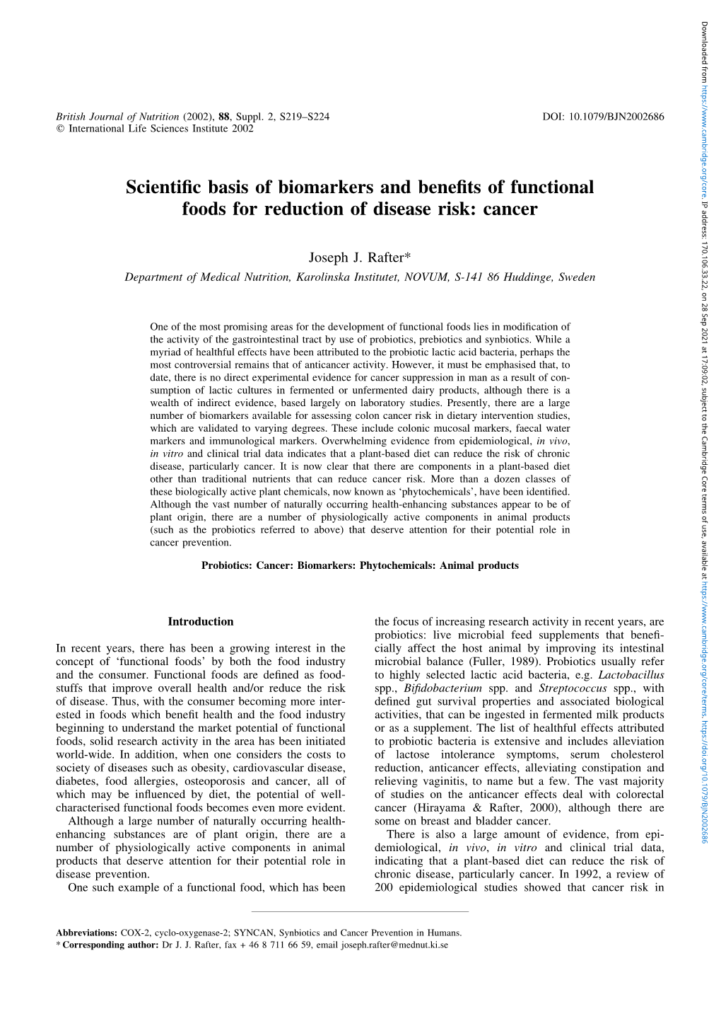 Scientific Basis of Biomarkers and Benefits of Functional Foods For