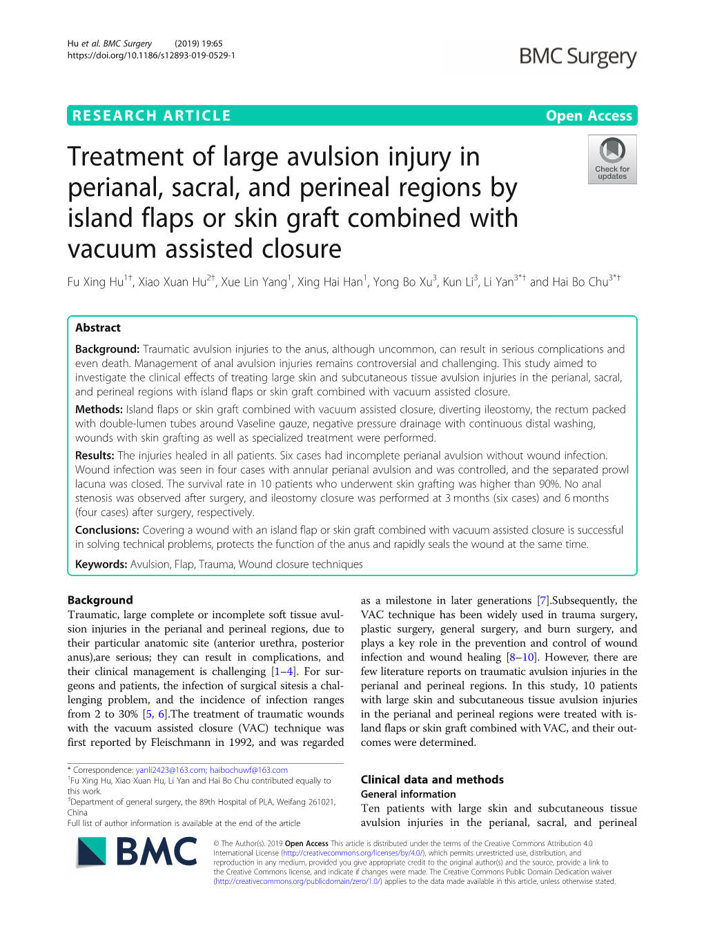 Treatment of Large Avulsion Injury in Perianal, Sacral, and Perineal