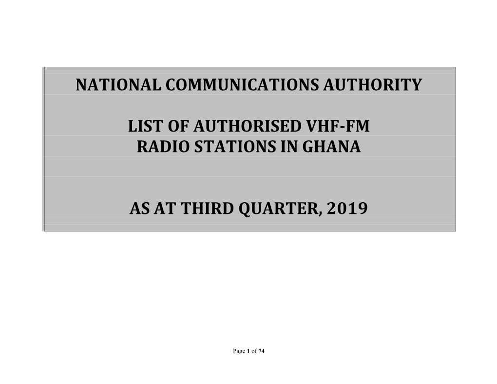 National Communications Authority List Of