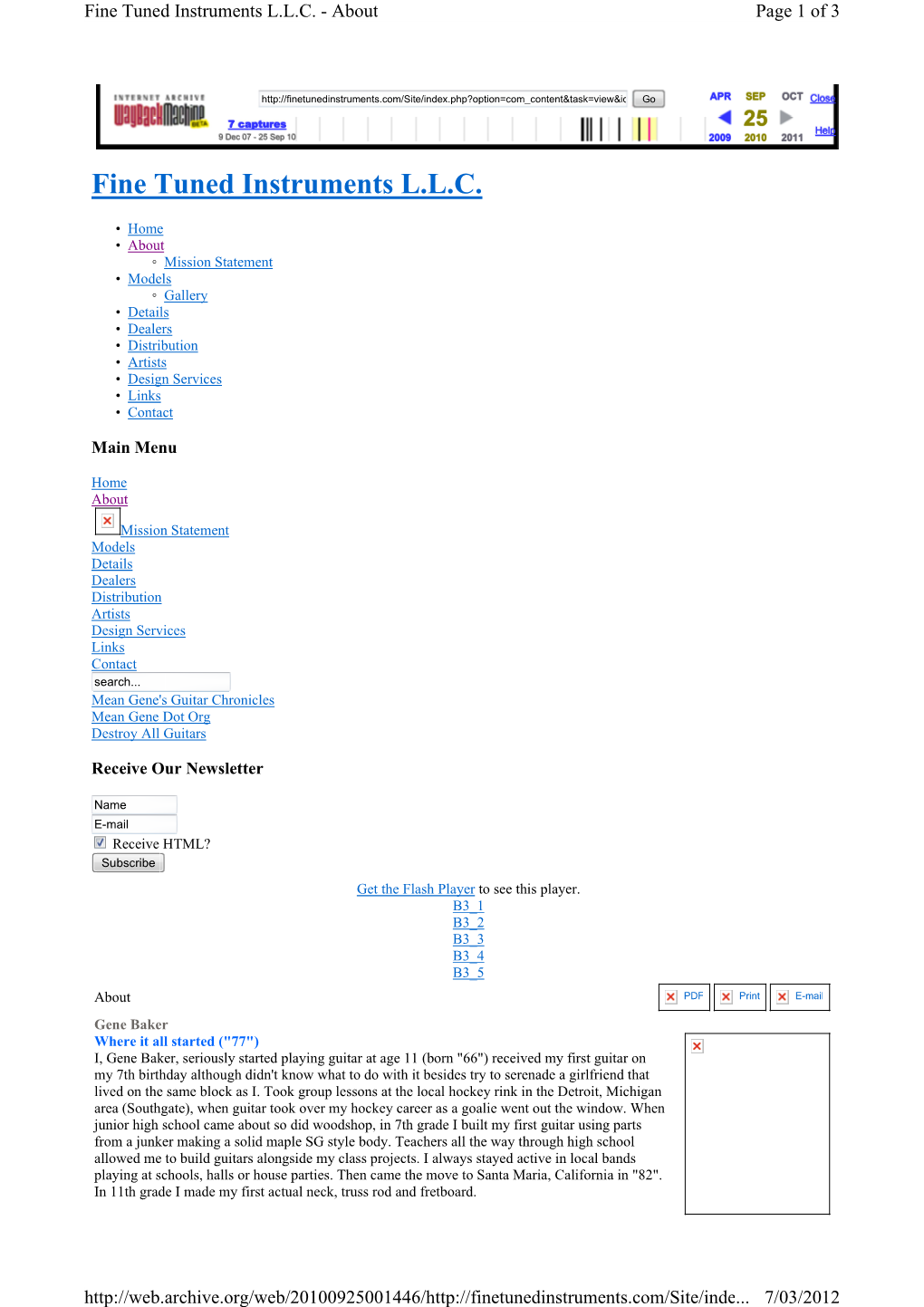 Fine Tuned Instruments L.L.C. - About Page 1 of 3