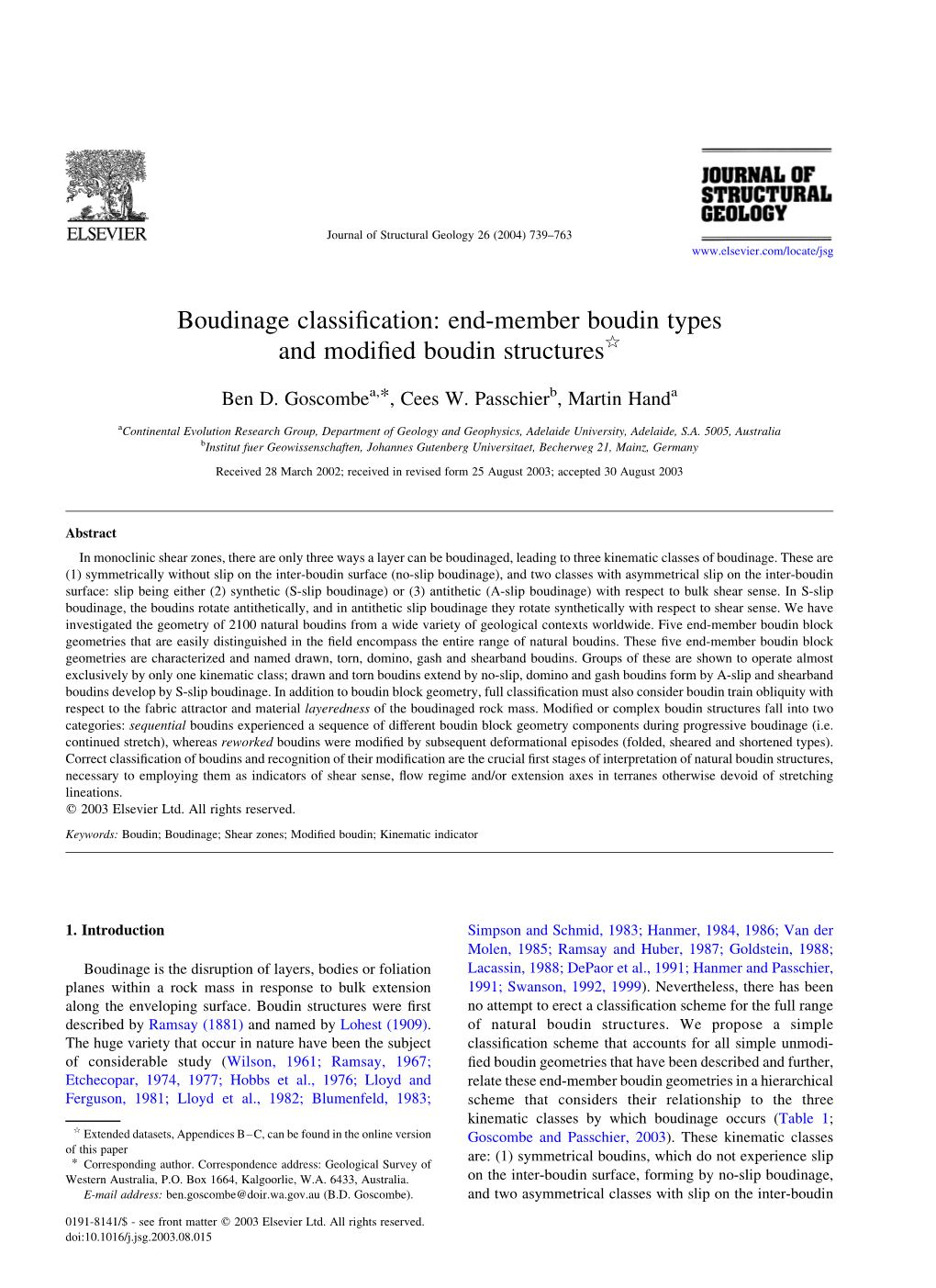 Boudinage Classification