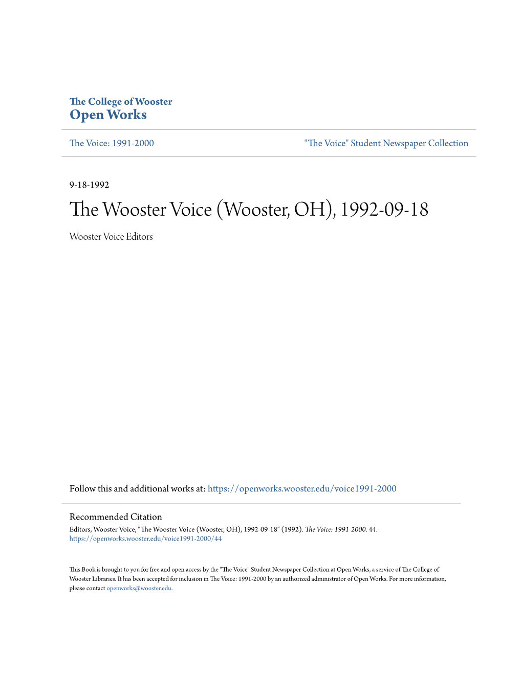 The Wooster Voice Plans to Aid Those Ofyou Searching Is This a Matter That Security Should Request a Song to Be Sung by the Shed and a Minimum of Injury