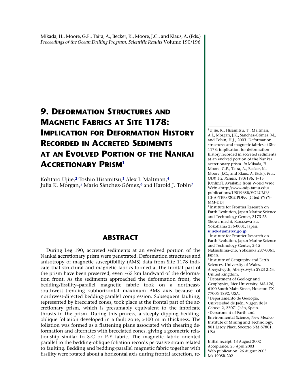 9. Deformation Structures and Magnetic Fabrics at Site 1178