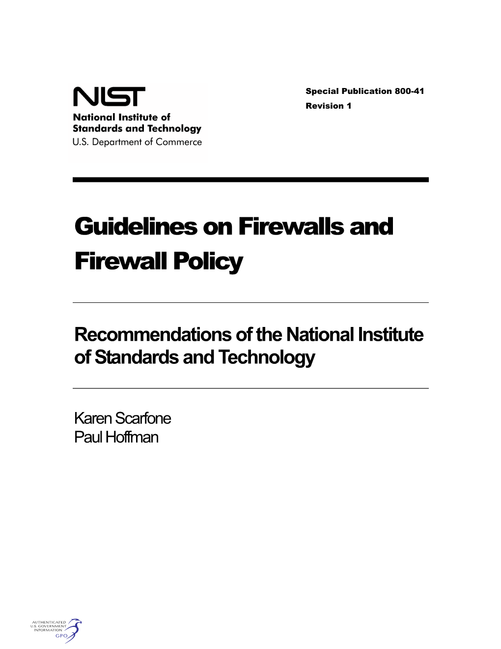 Guidelines on Firewalls and Firewall Policy