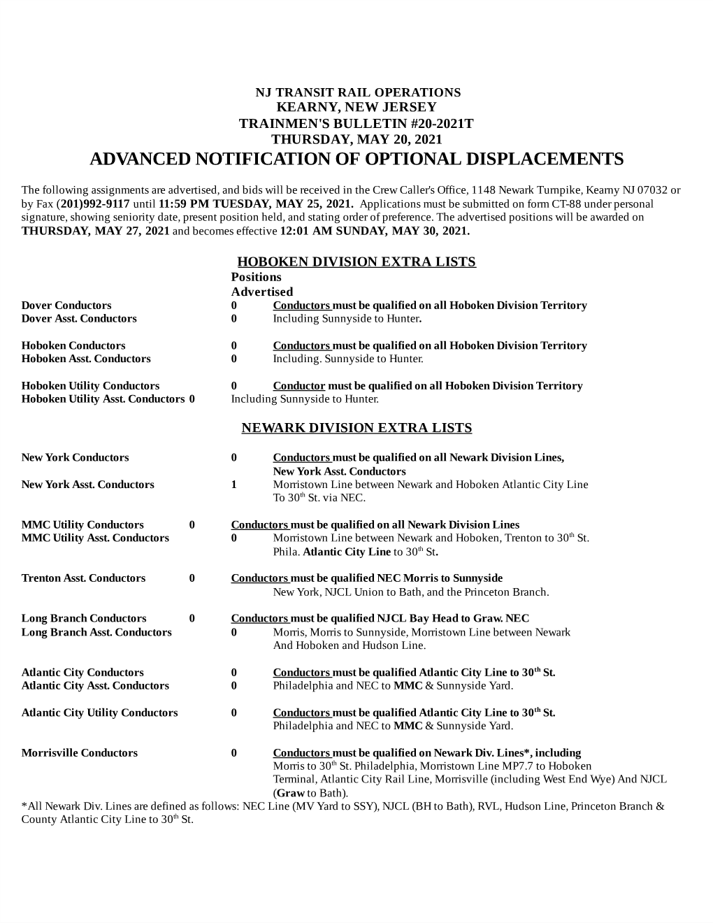 Advanced Notification of Optional Displacements