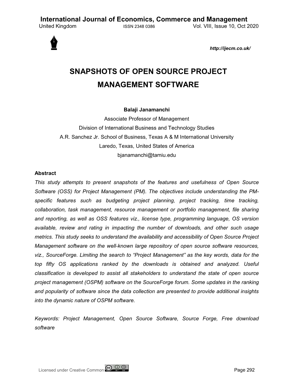 Snapshots of Open Source Project Management Software