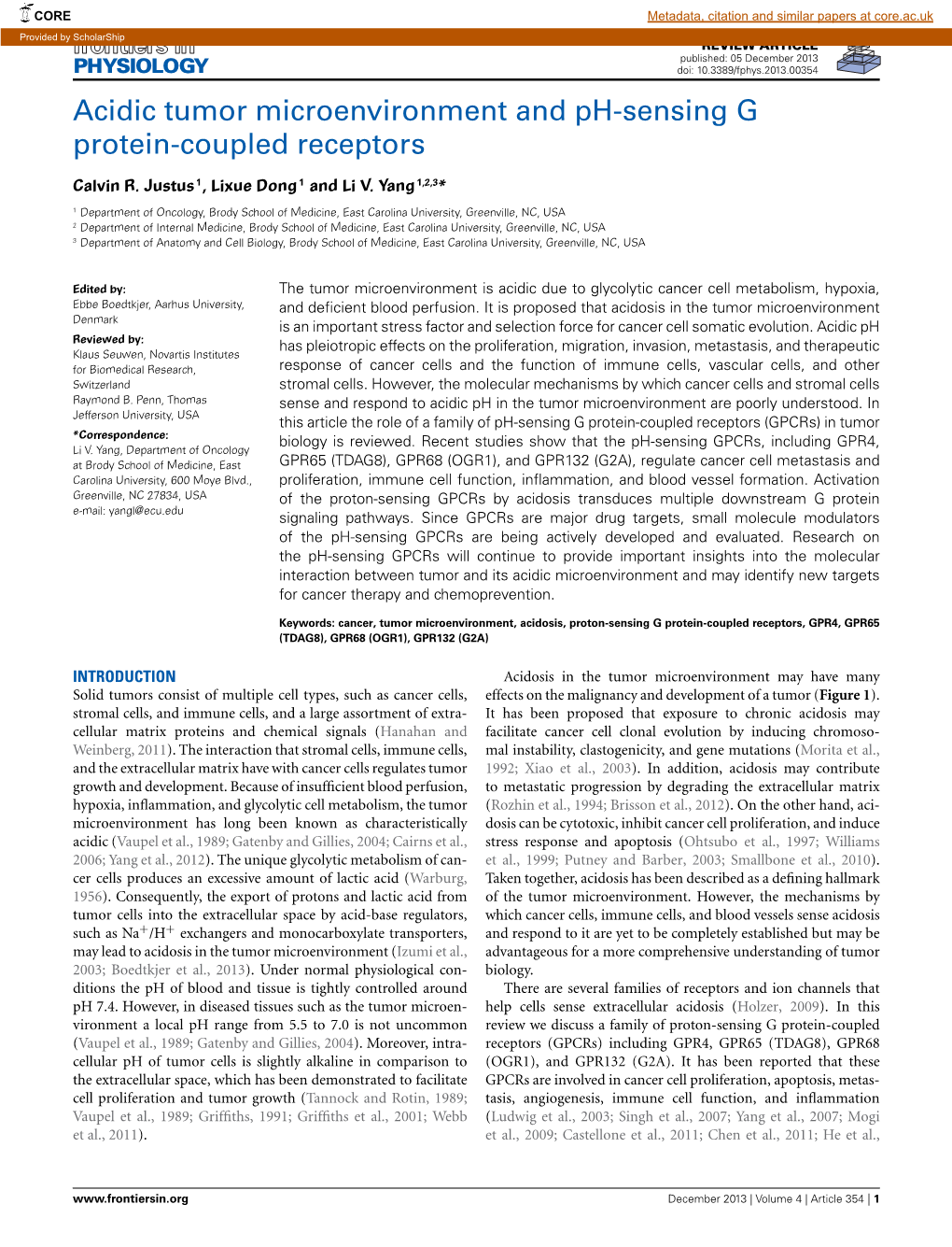 Acidic Tumor Microenvironment and Ph-Sensing G Protein-Coupled Receptors