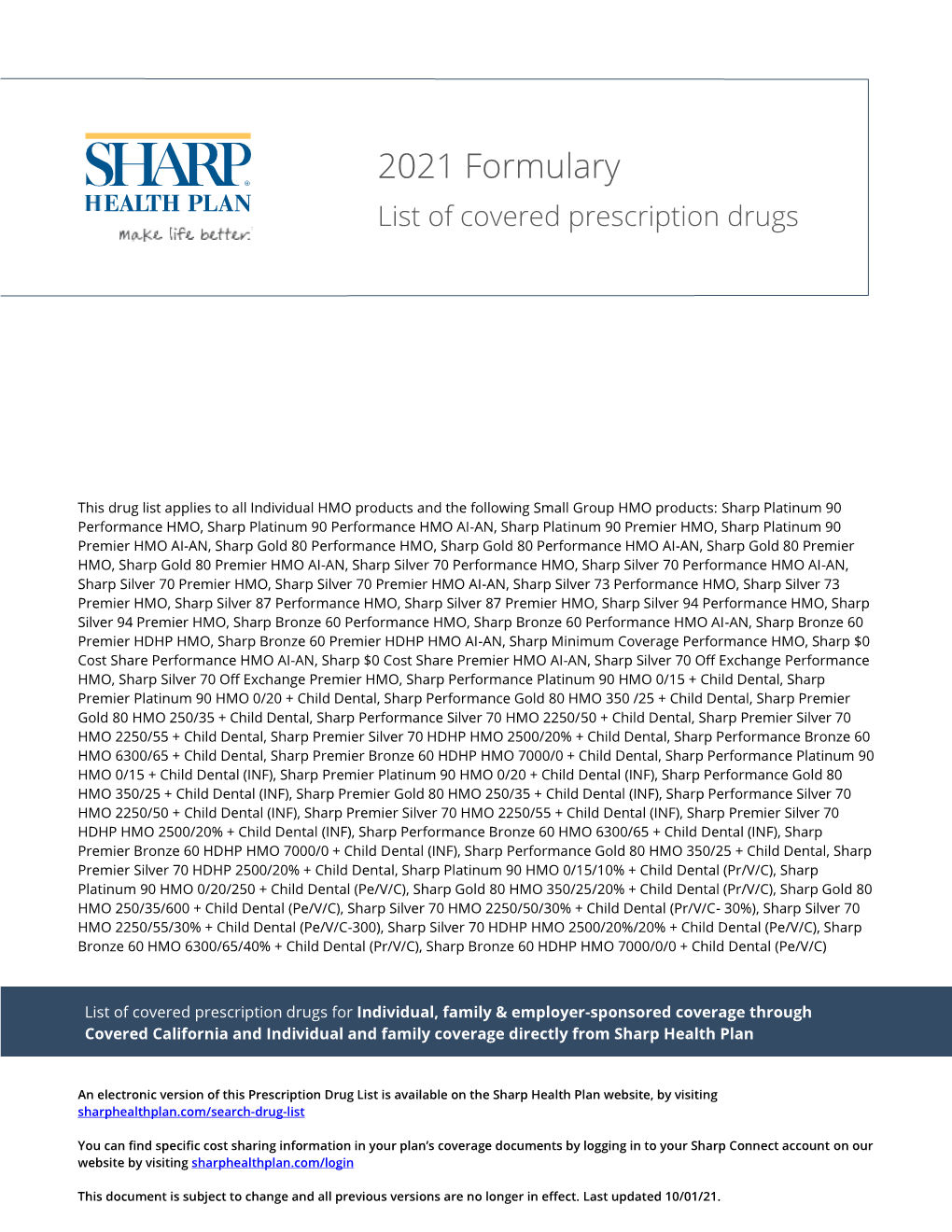 2021 Formulary List of Covered Prescription Drugs