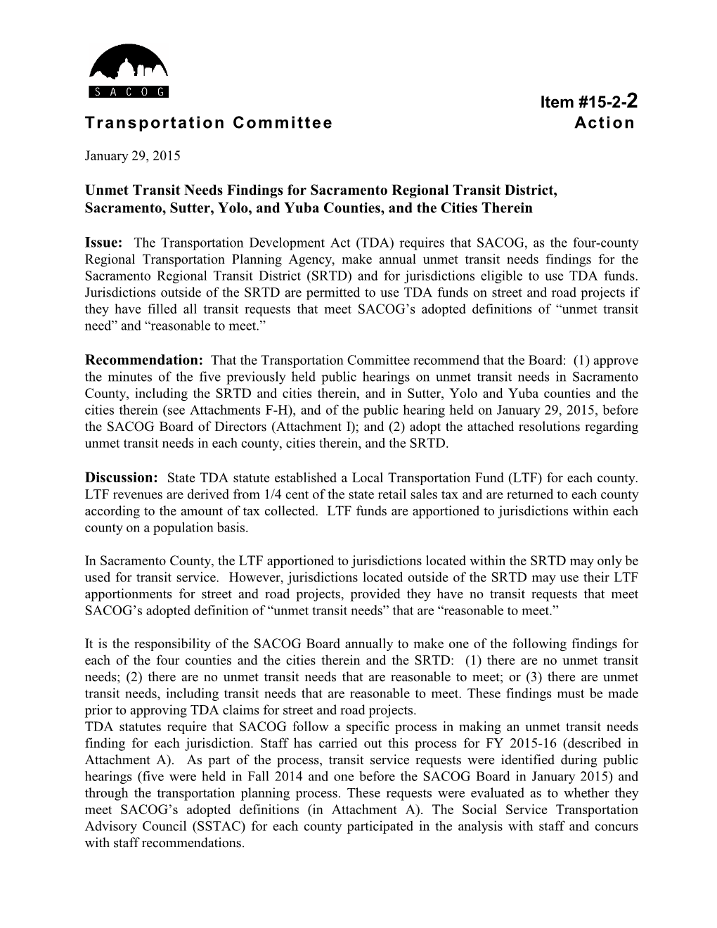 Item #15-2-2 Transportation Committee Action