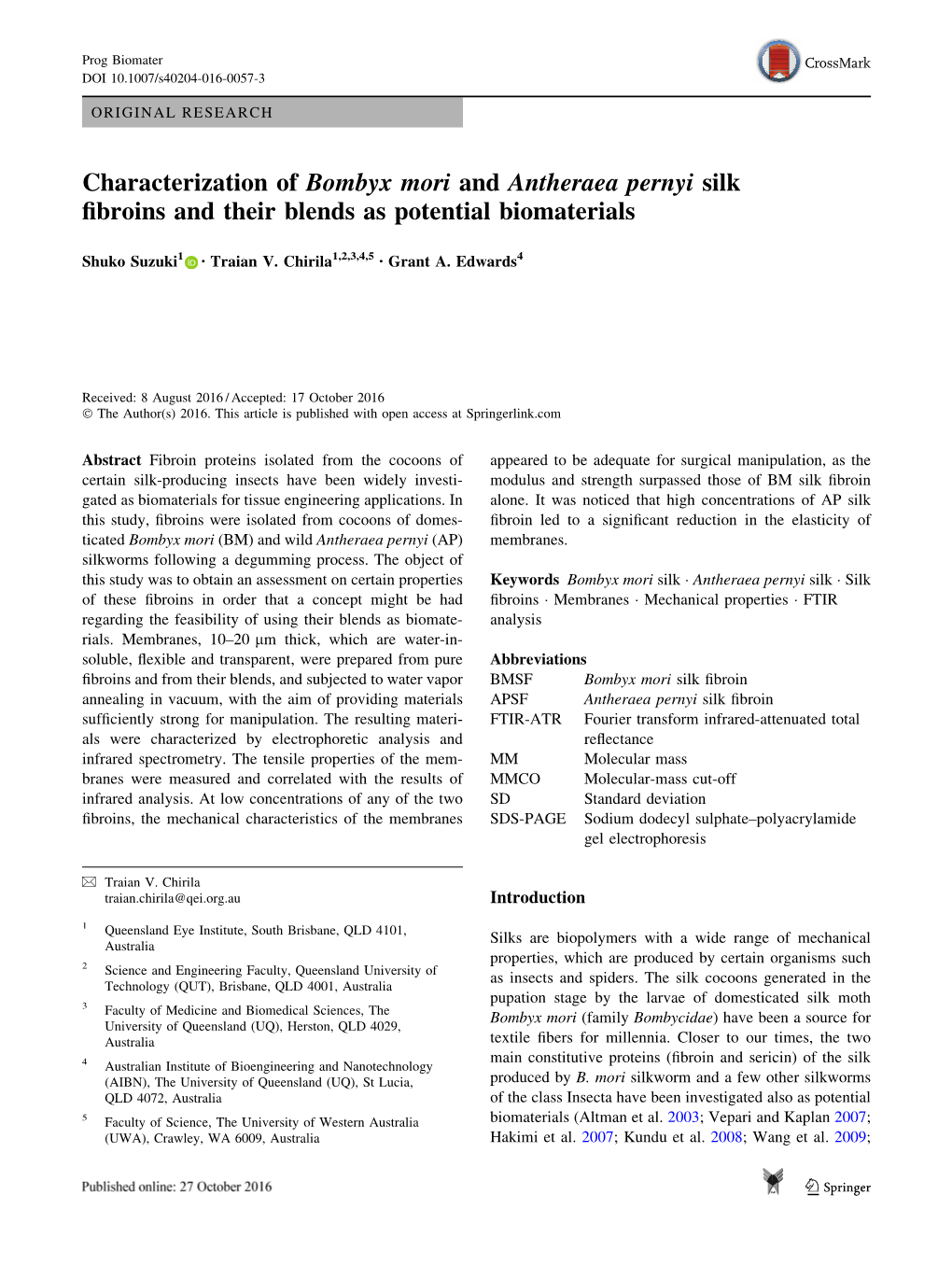 Characterization of Bombyx Mori and Antheraea Pernyi Silk Fibroins And