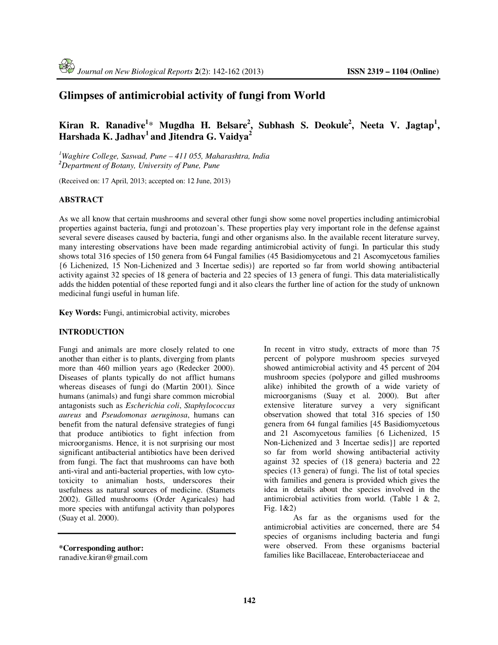 Glimpses of Antimicrobial Activity of Fungi from World