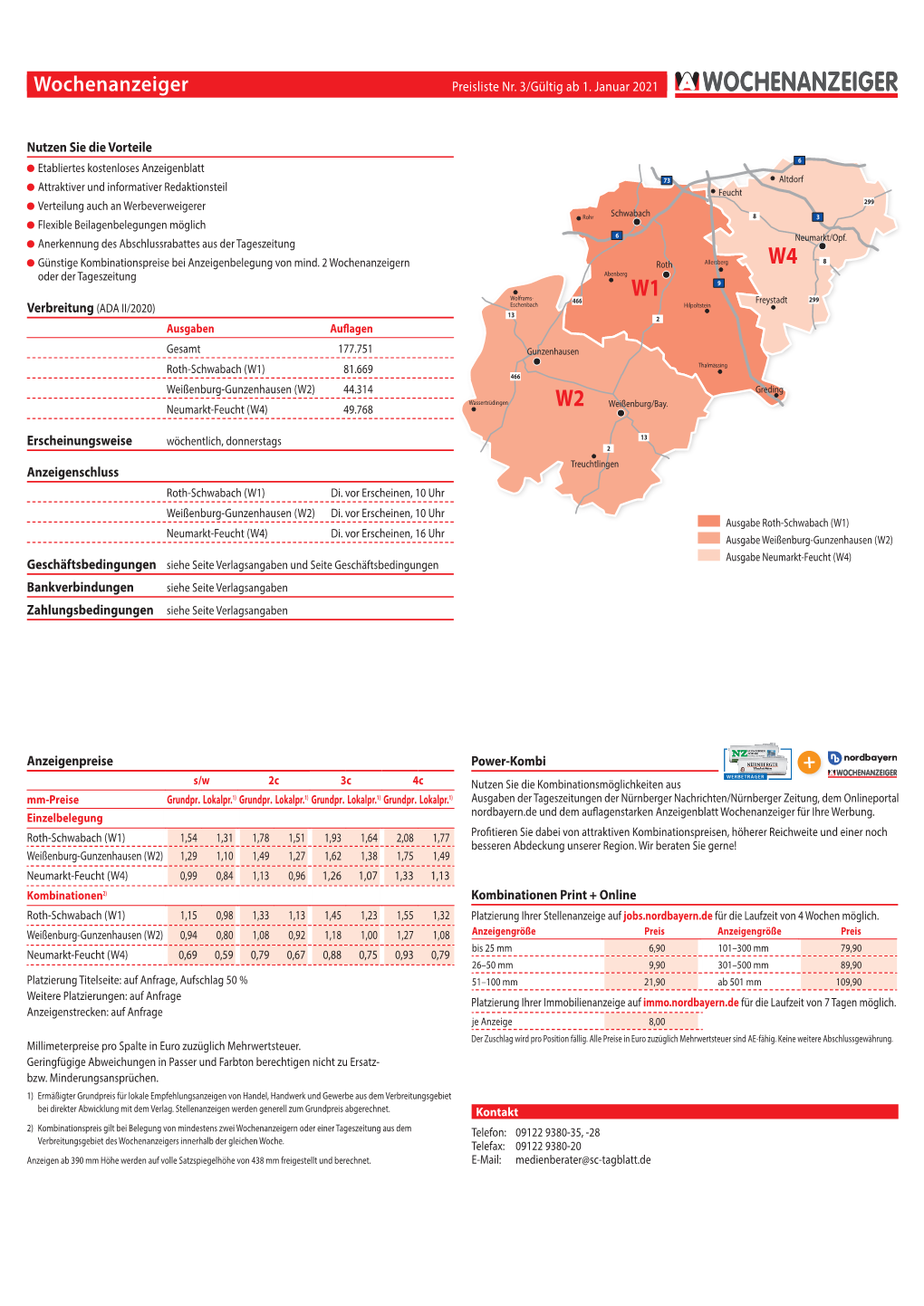 Preisliste Wochenanzeiger