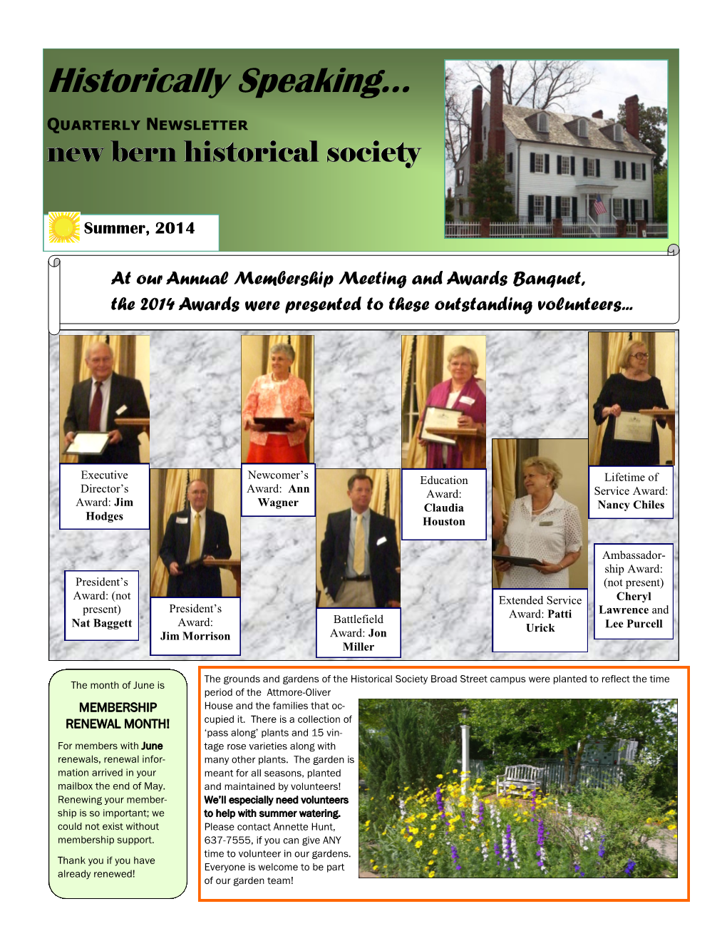 NBHS Summer 2014 Newsletter