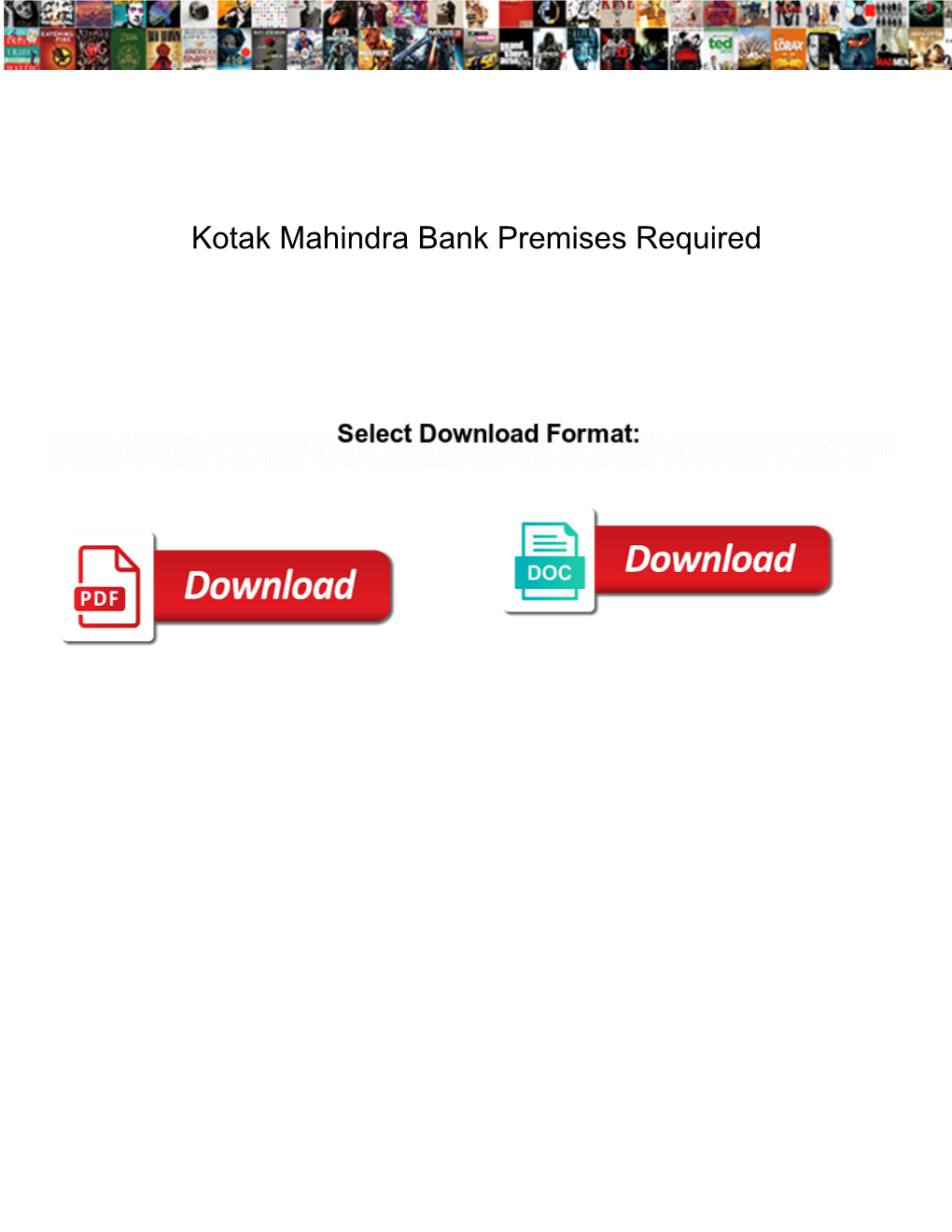 Kotak Mahindra Bank Premises Required