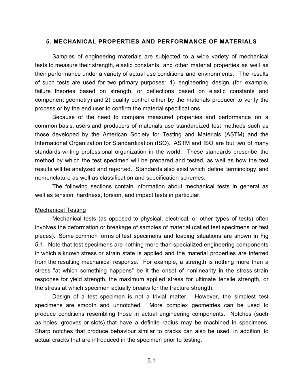 5. Mechanical Properties and Performance of Materials