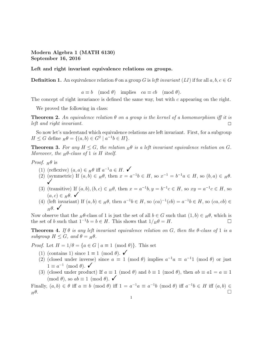 Invariant Equivalence Relations on Groups