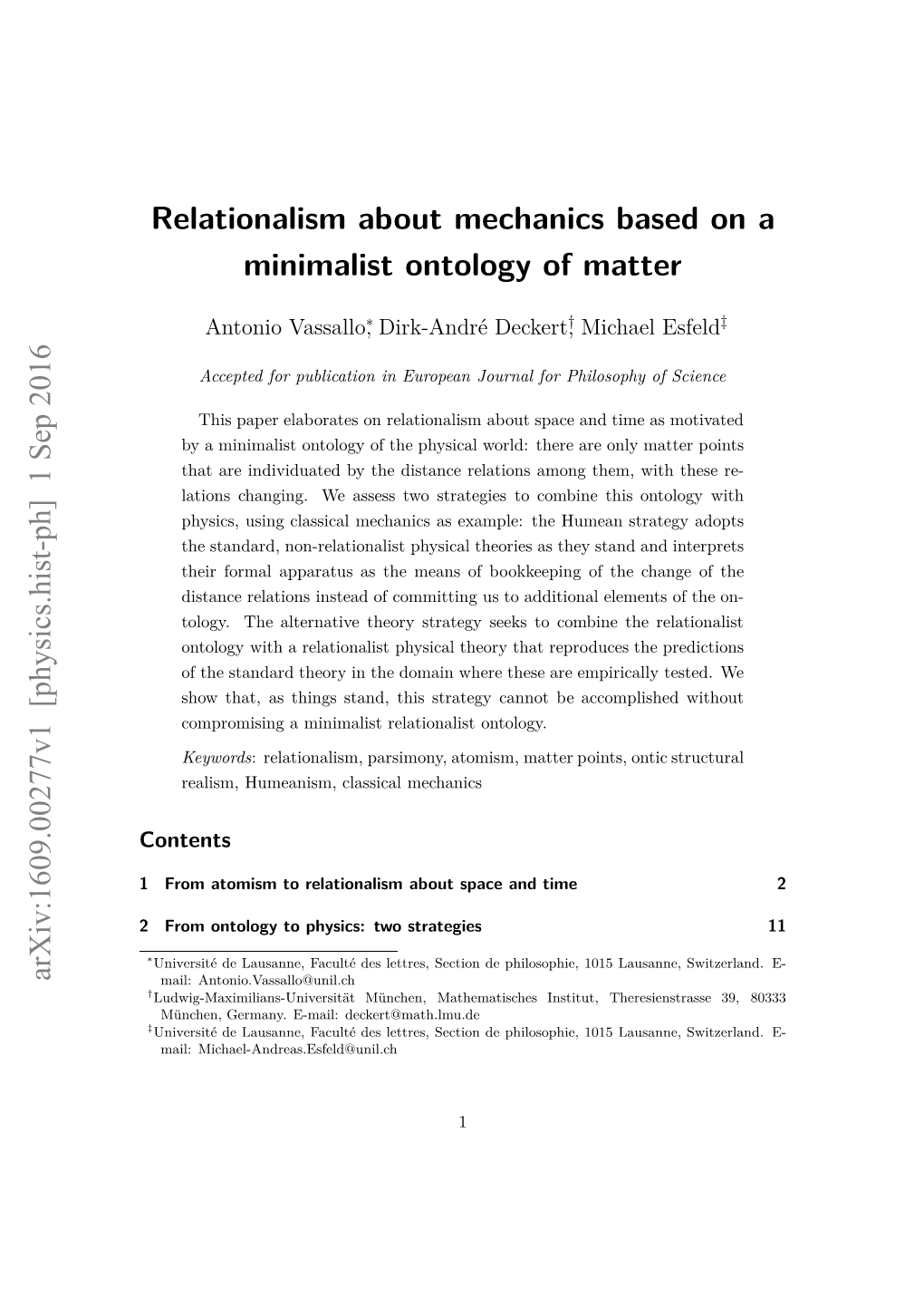 Relationalism About Mechanics Based on a Minimalist Ontology of Matter