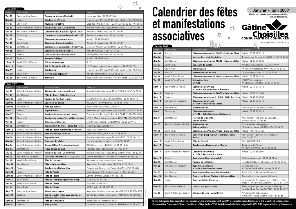 Calendrier Des Fêtes Et Manifestations Associatives