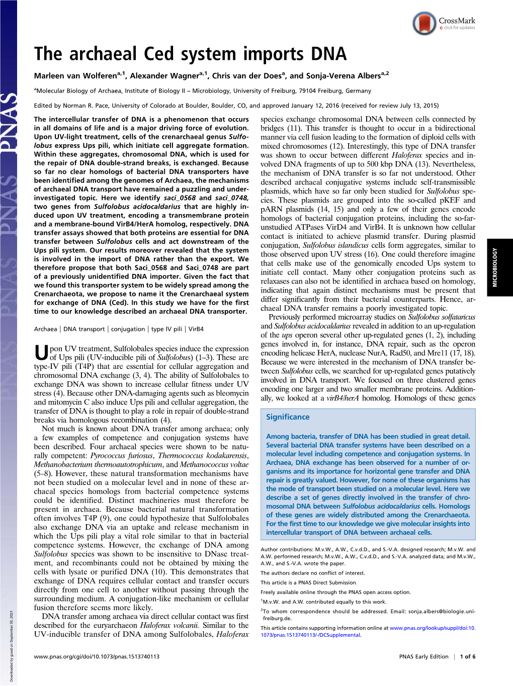 The Archaeal Ced System Imports DNA