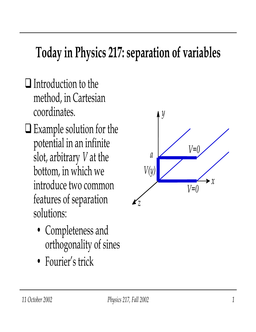 Today in Physics 217: Separation of Variables