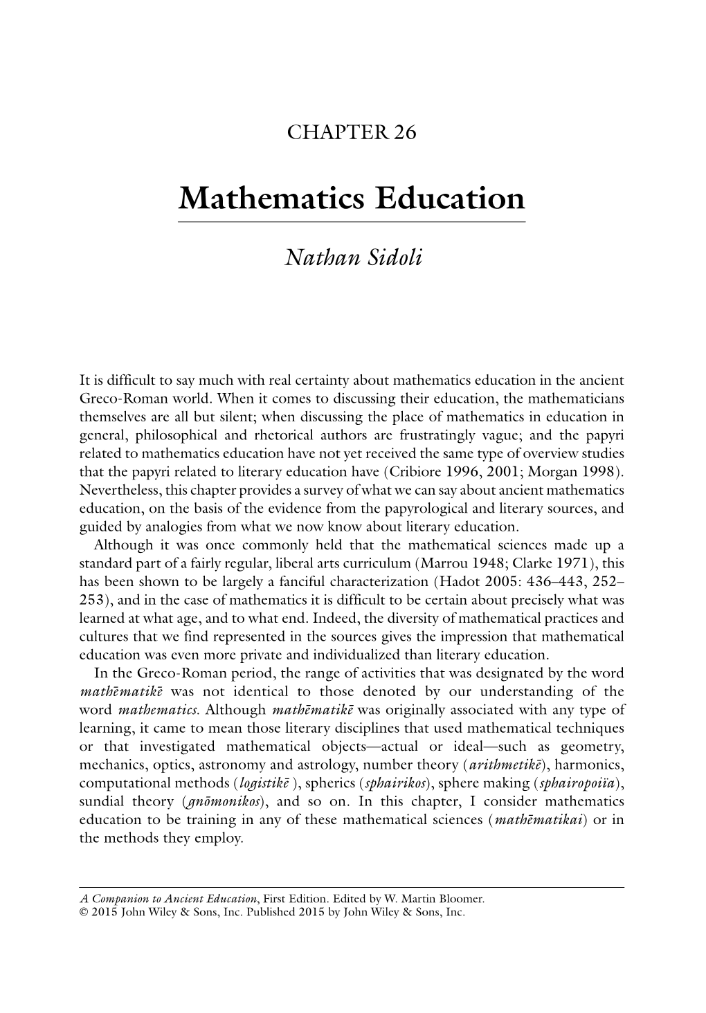 Mathematics Education