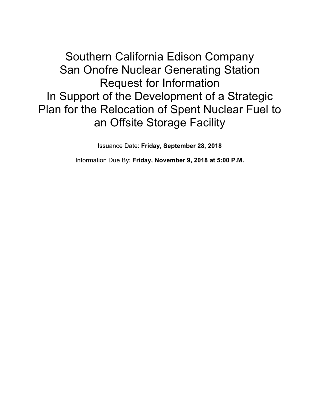 Southern California Edison Company San Onofre Nuclear Generating