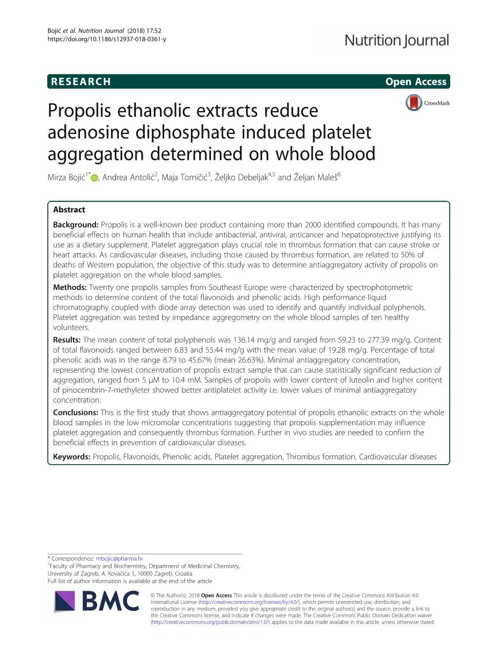 Propolis Ethanolic Extracts Reduce Adenosine Diphosphate Induced