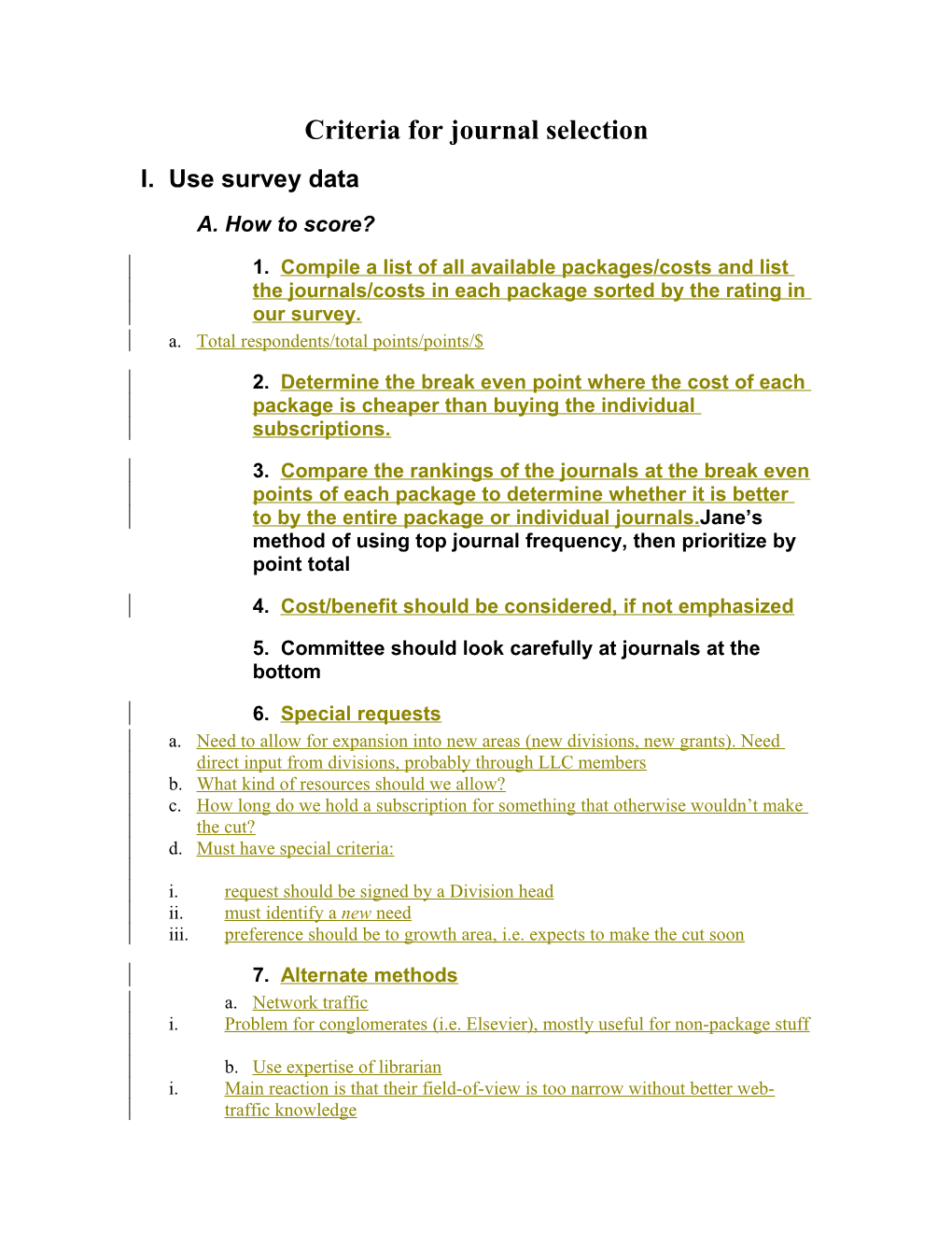 Criteria for Journal Selection