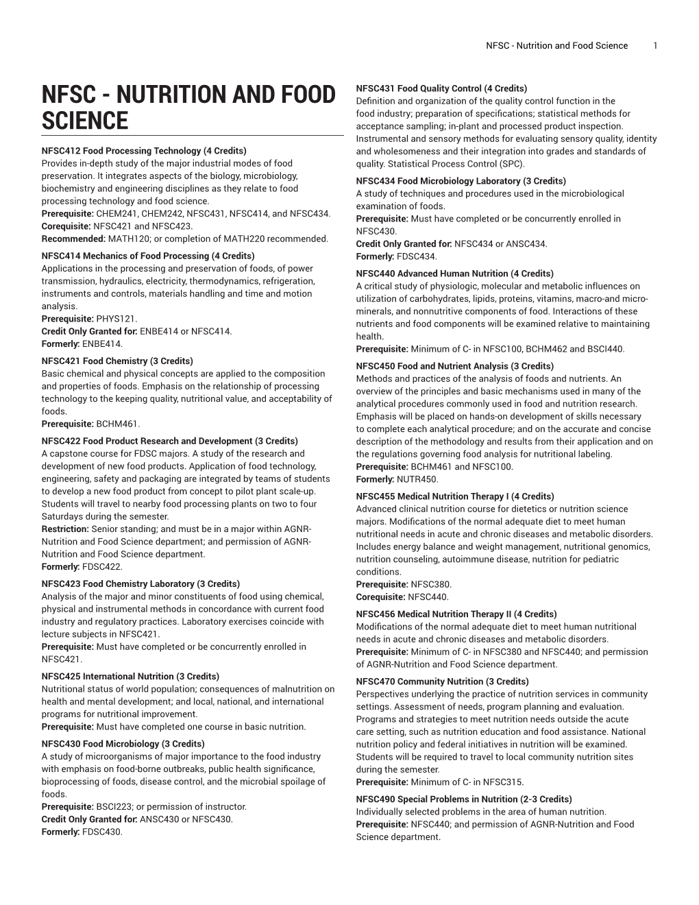 NFSC - Nutrition and Food Science 1