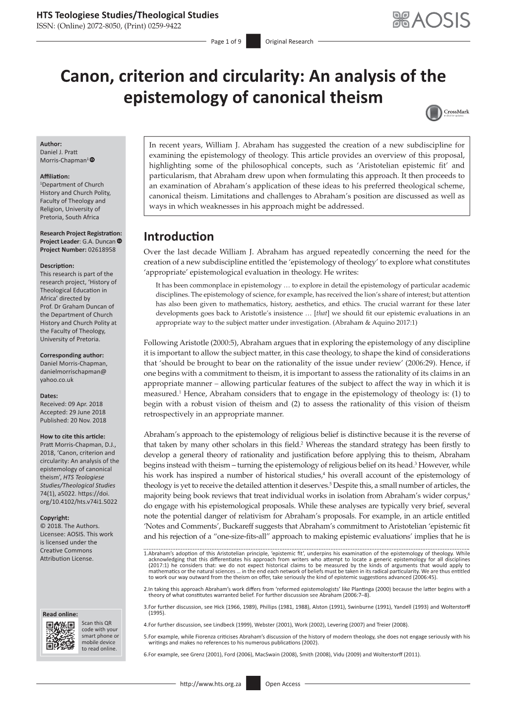 An Analysis of the Epistemology of Canonical Theism