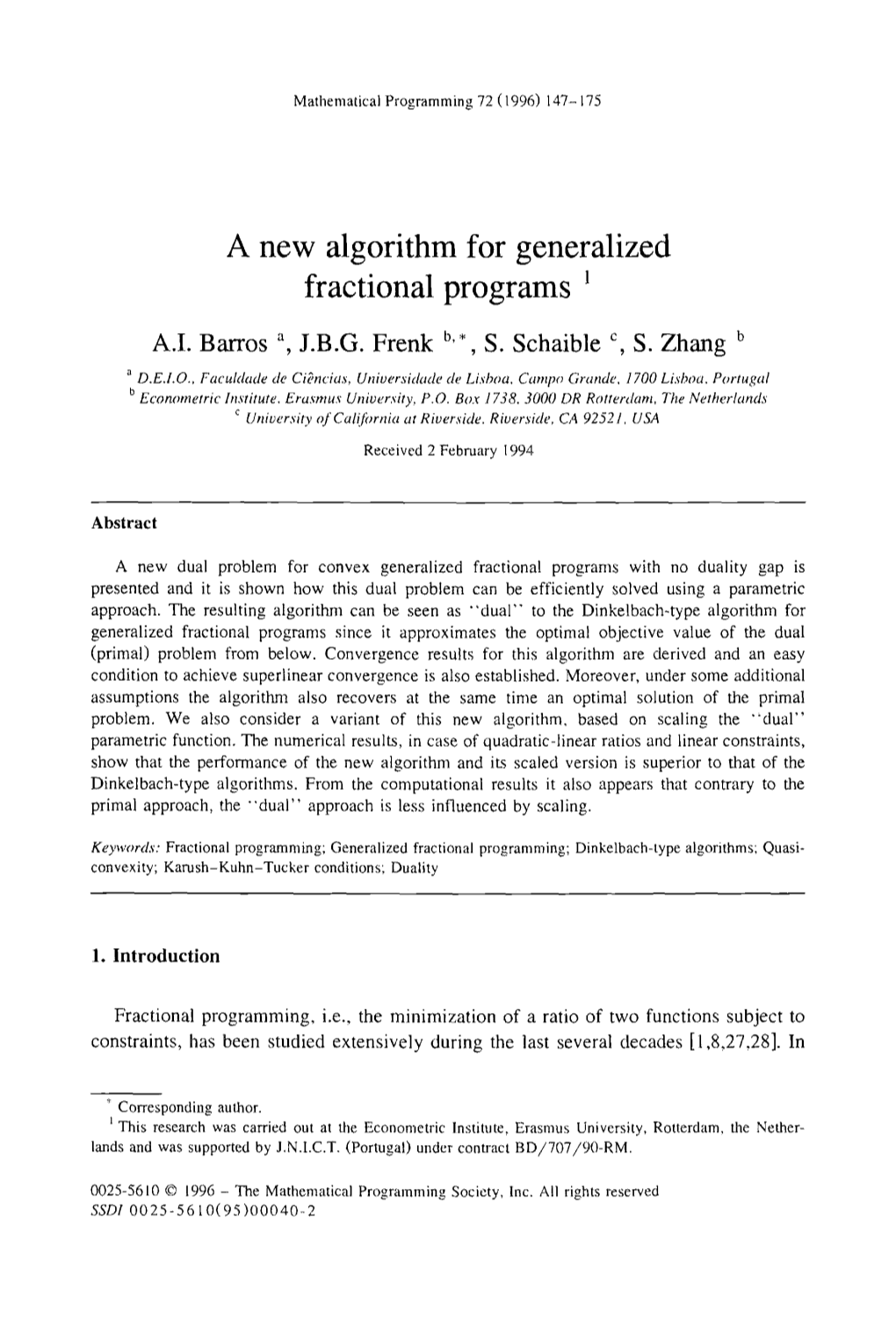 A New Algorithm for Generalized Fractional Programs 1