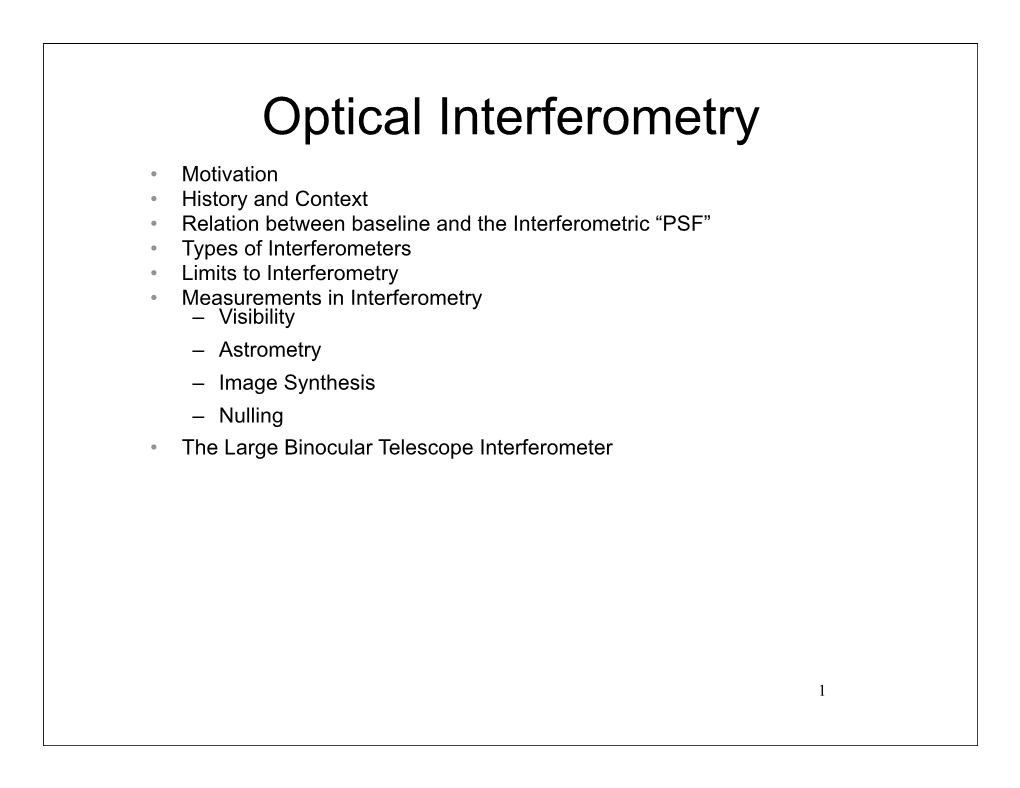 Optical Interferometry