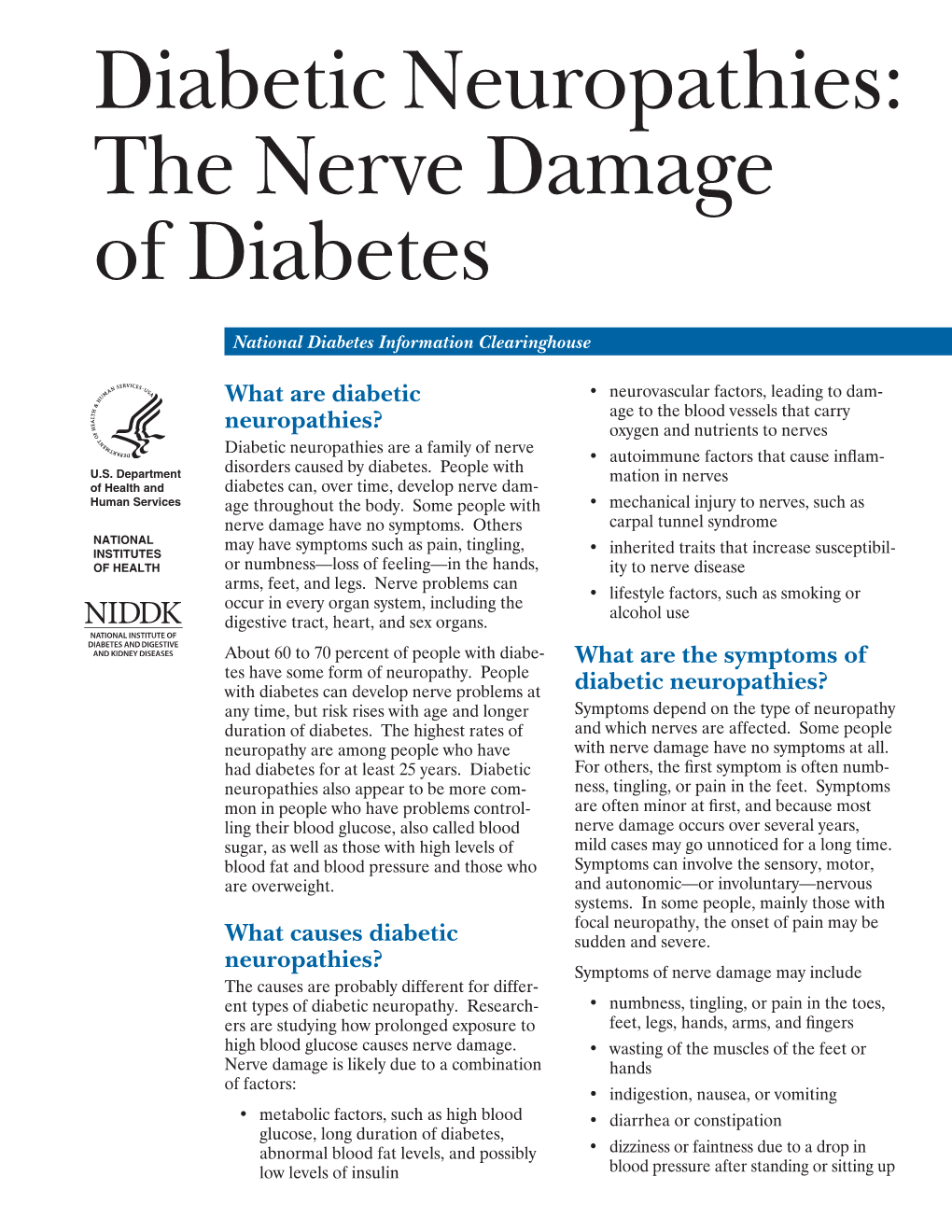 Diabetic Neuropathies: the Nerve Damage of Diabetes