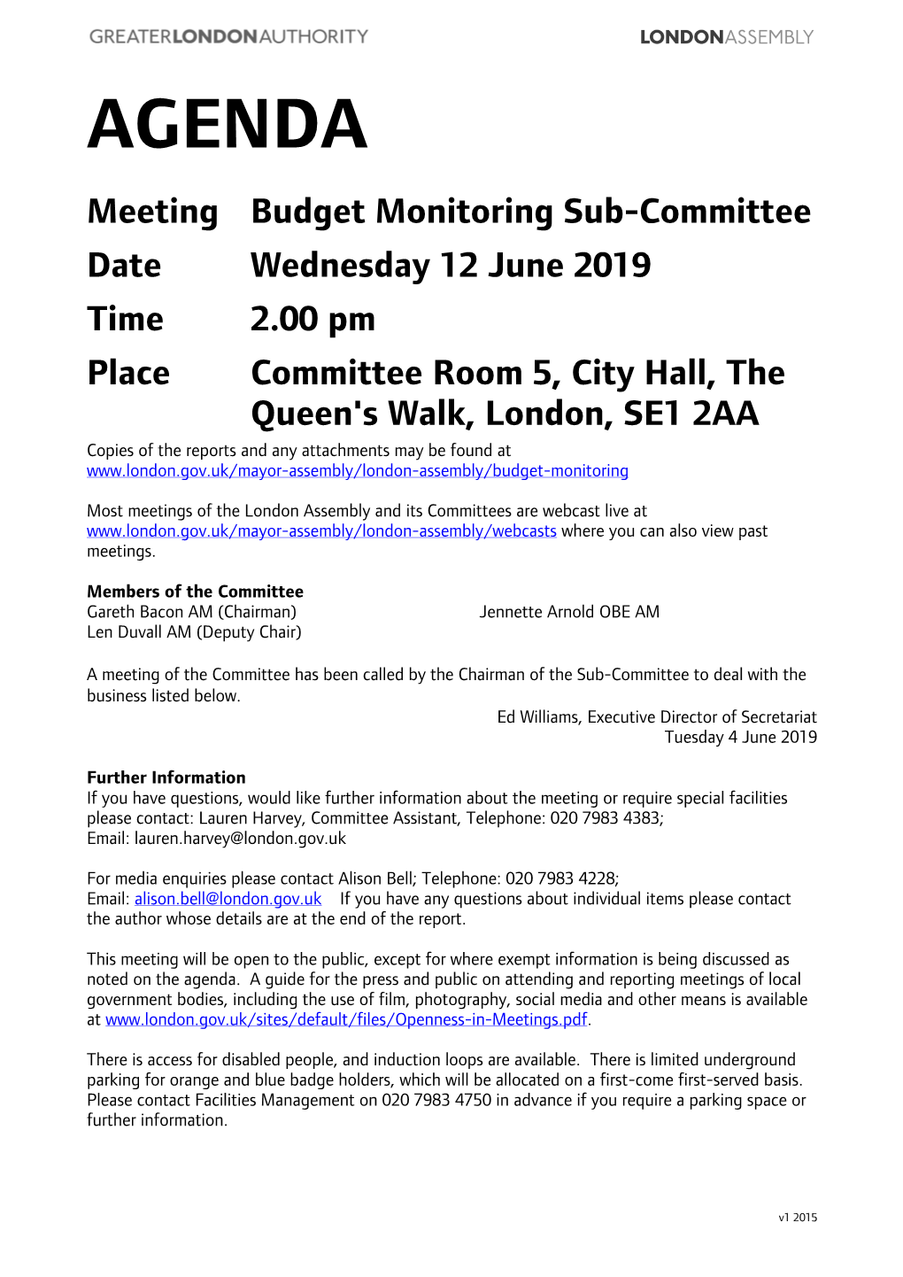 (Public Pack)Agenda Document for Budget Monitoring Sub-Committee