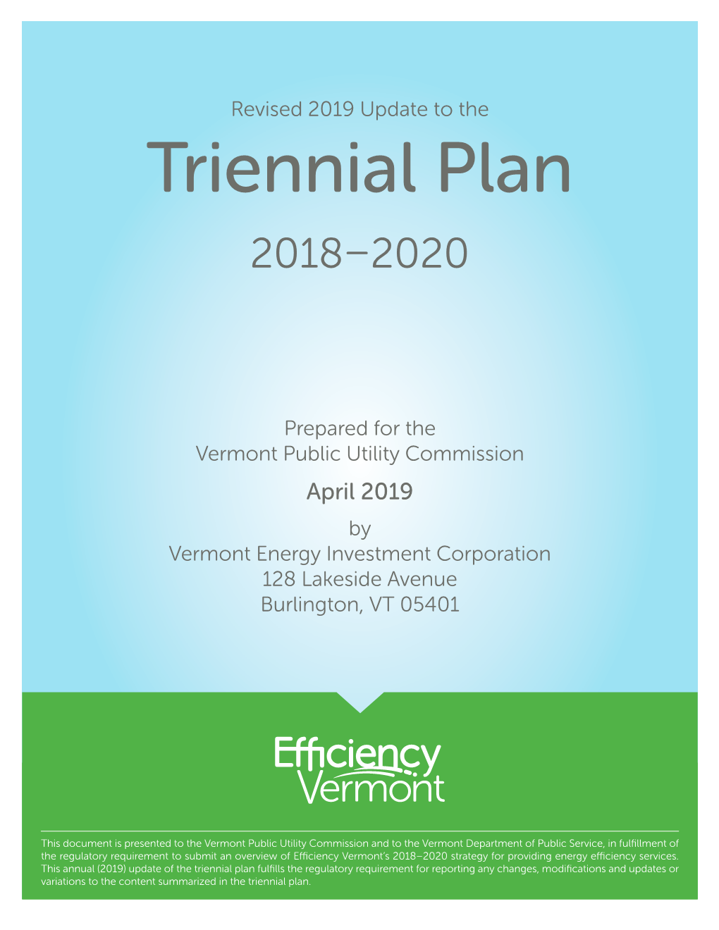 2019 Update to 2018-2020 Triennial Plan