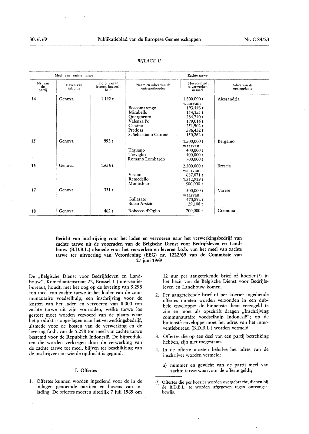 30. 6. 69 Publikatieblad Van D)E Europese Gemeenschappen Nr. C 84/23