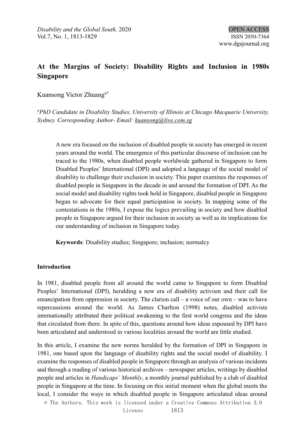 Disability Rights and Inclusion in 1980S Singapore