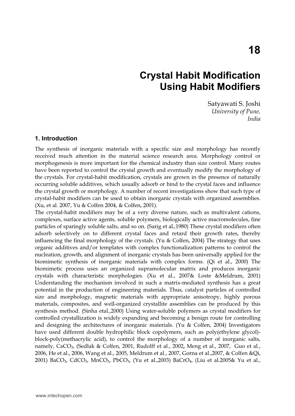 Crystal Habit Modification Using Habit Modifiers