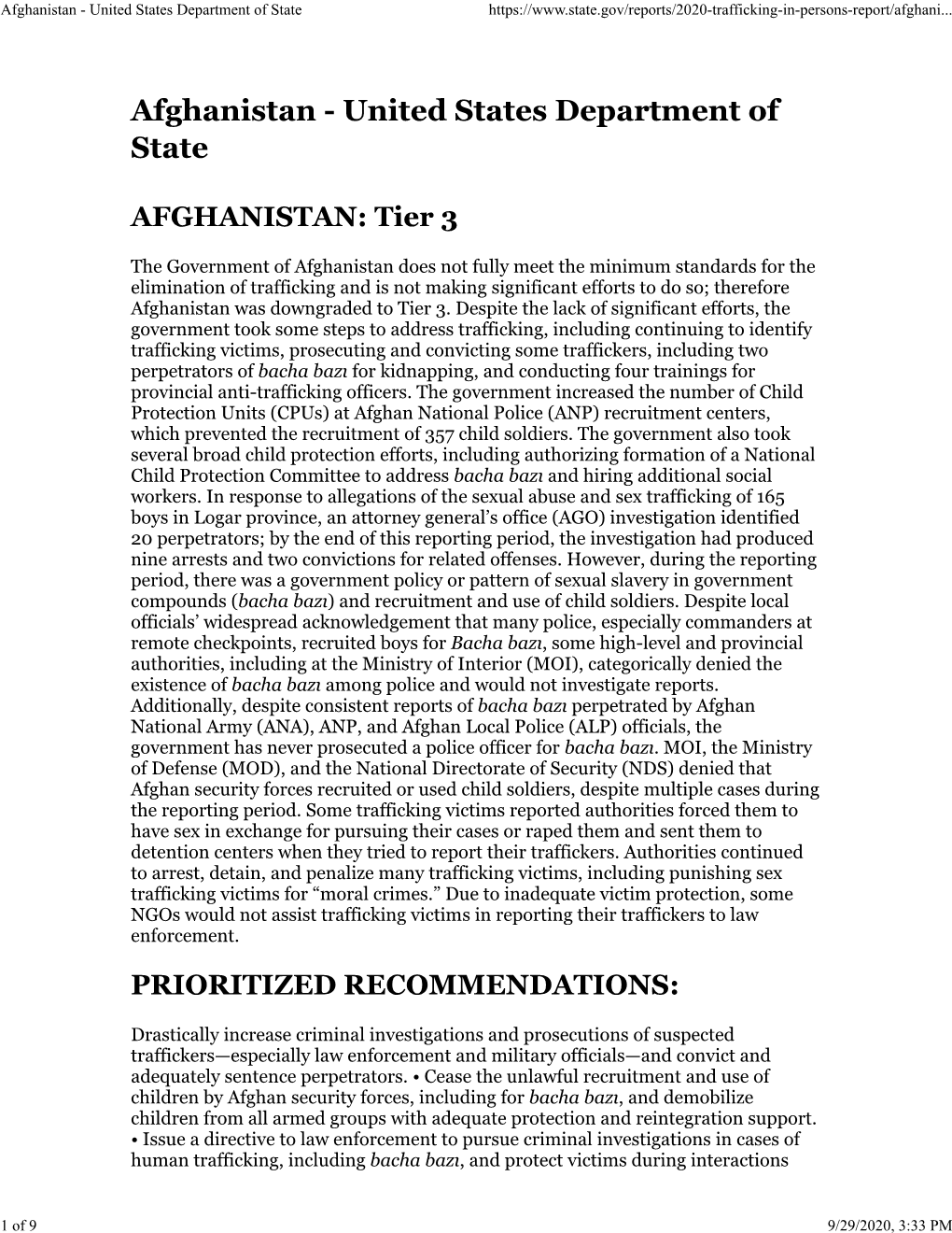 Afghanistan - United States Department of State