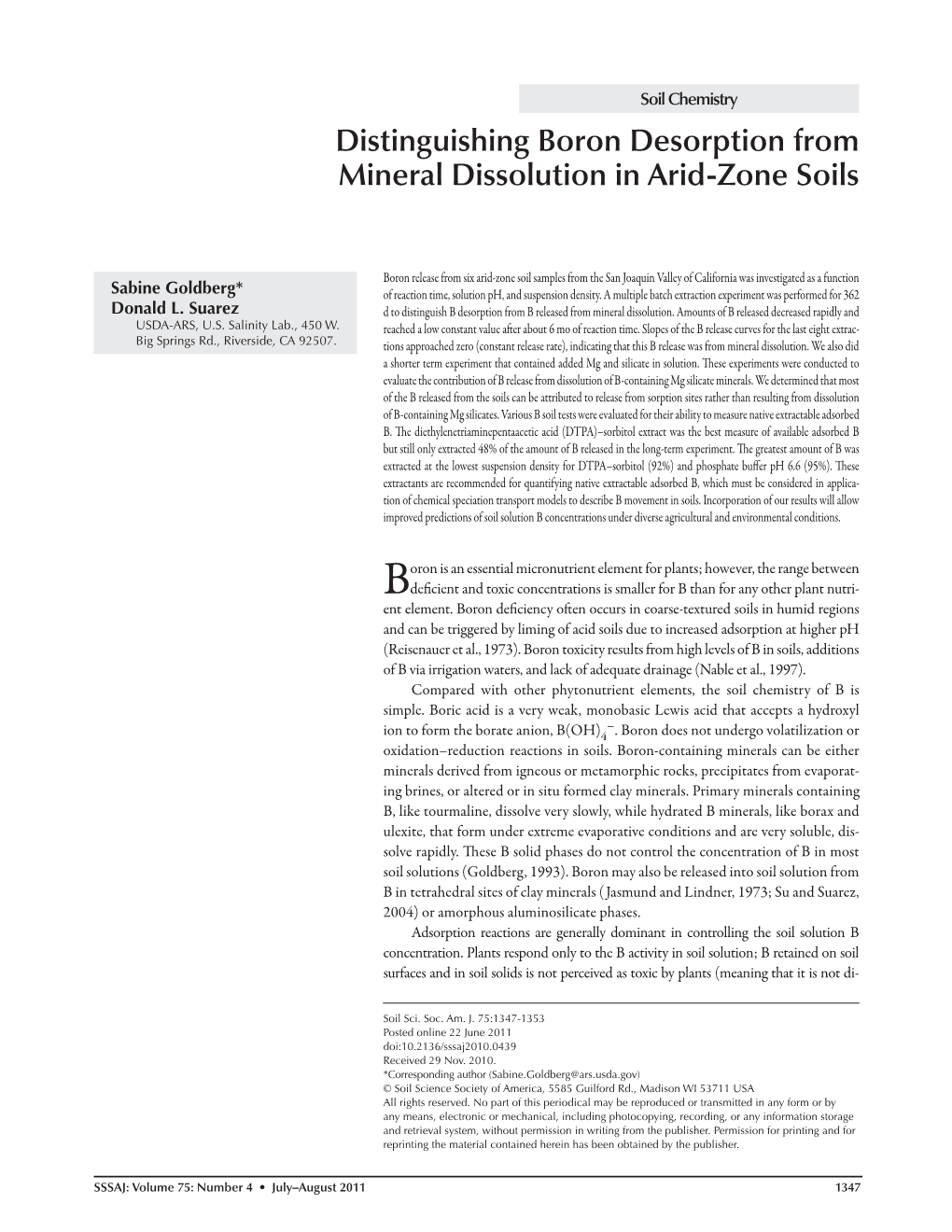 Distinguishing Boron Desorption from Mineral Dissolution in Arid-Zone Soils