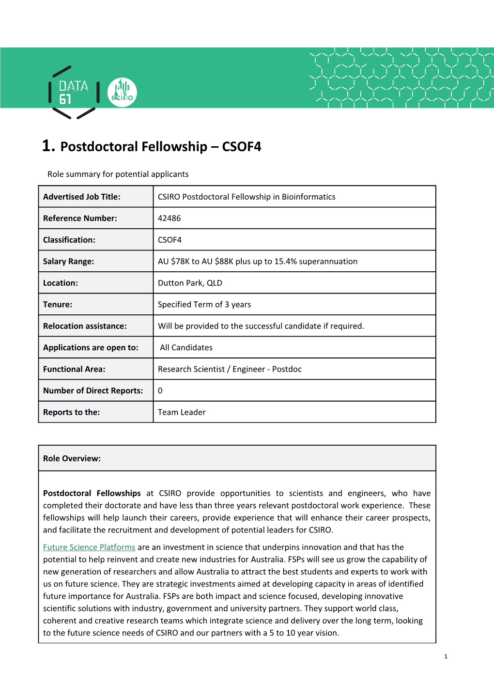 Postdoctoral Fellowship CSOF4