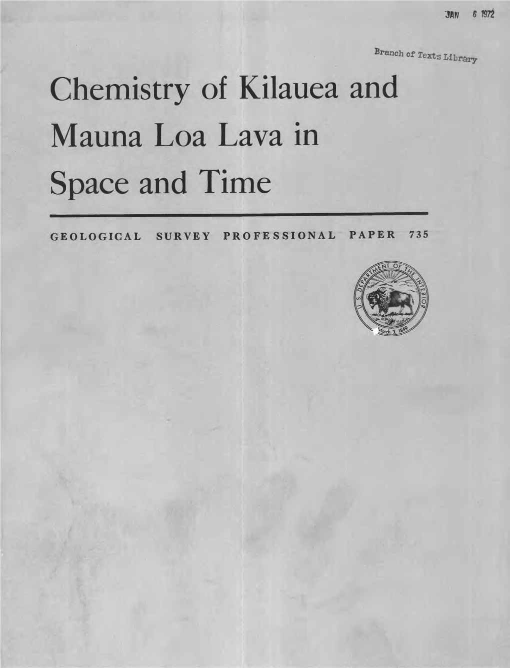 Chemistry of Kilauea and Mauna Loa Lava in Space and Time