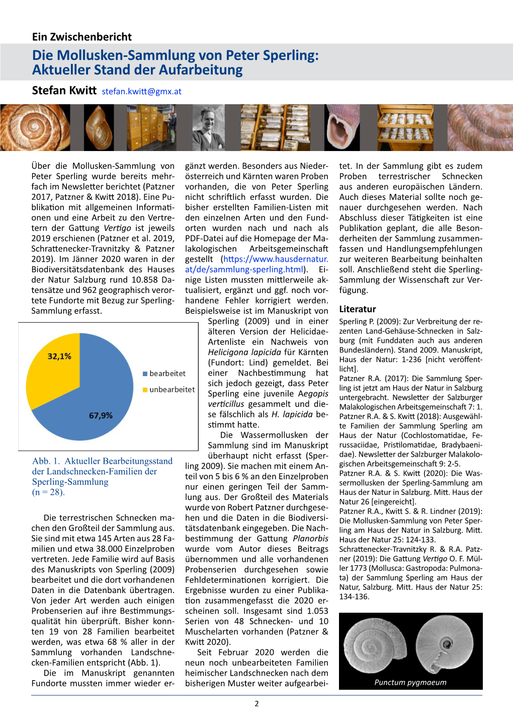 Die Mollusken-Sammlung Von Peter Sperling: Aktueller Stand Der Aufarbeitung Stefan Kwitt Stefan.Kwitt@Gmx.At