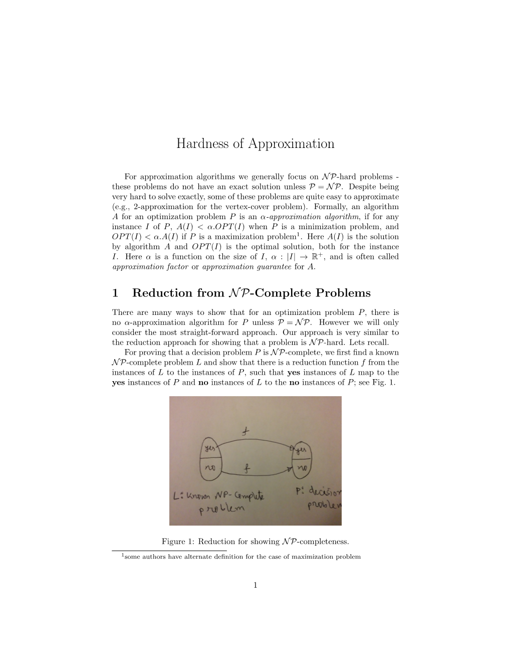 Hardness of Approximation